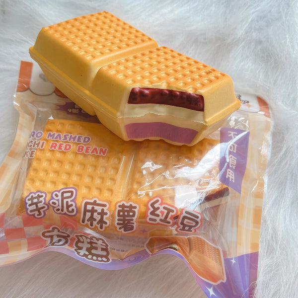 Taro Red Bean Mochi Waffle