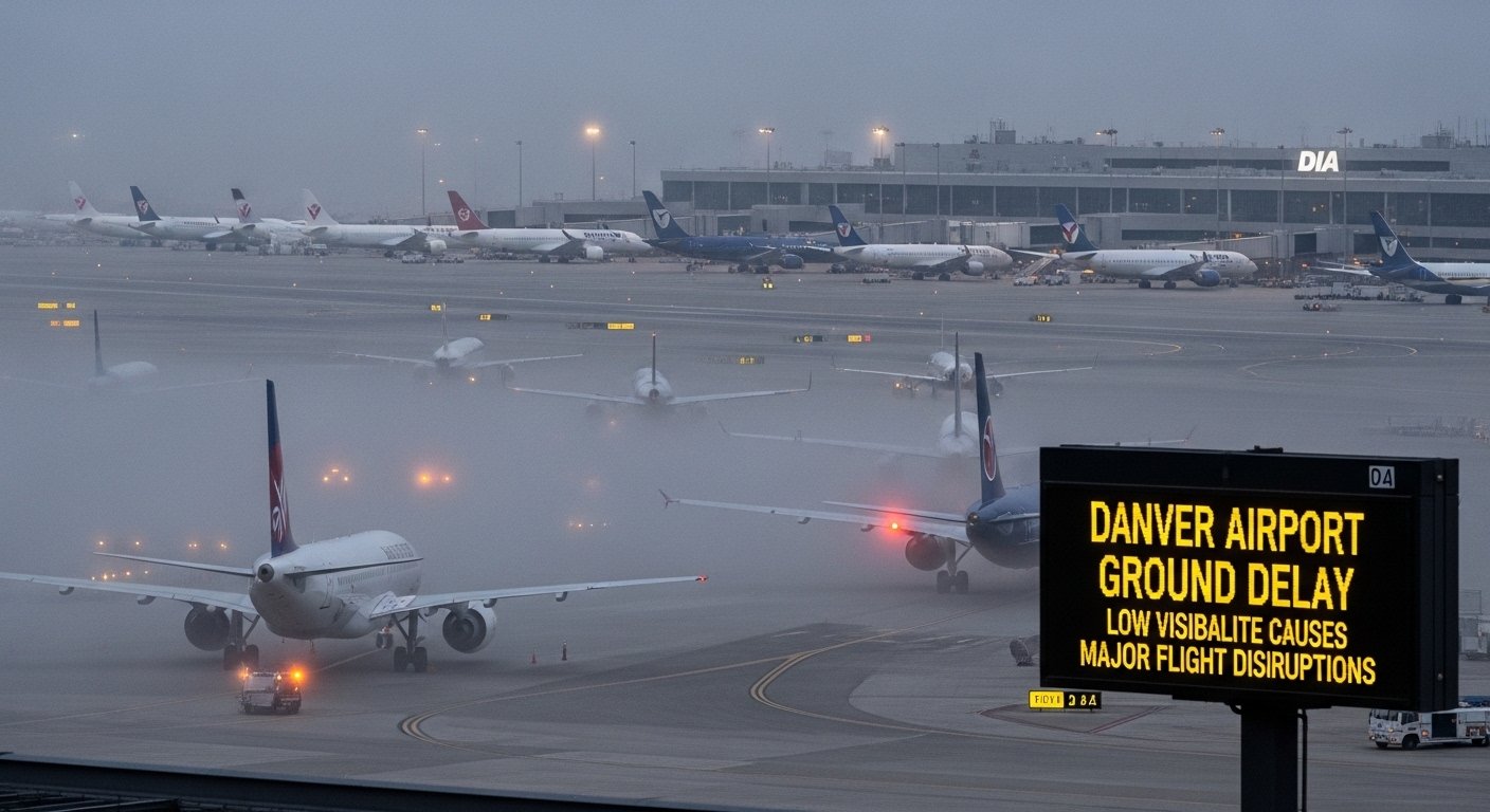 Denver Airport Ground Delay Low Visibility Causes Major Flight Disruptions